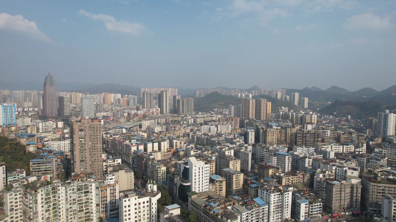 贵州遵义城市风光汇川区航拍