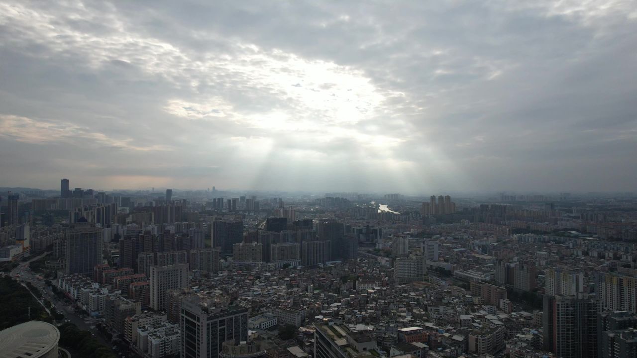 广东东莞城市风光航拍 