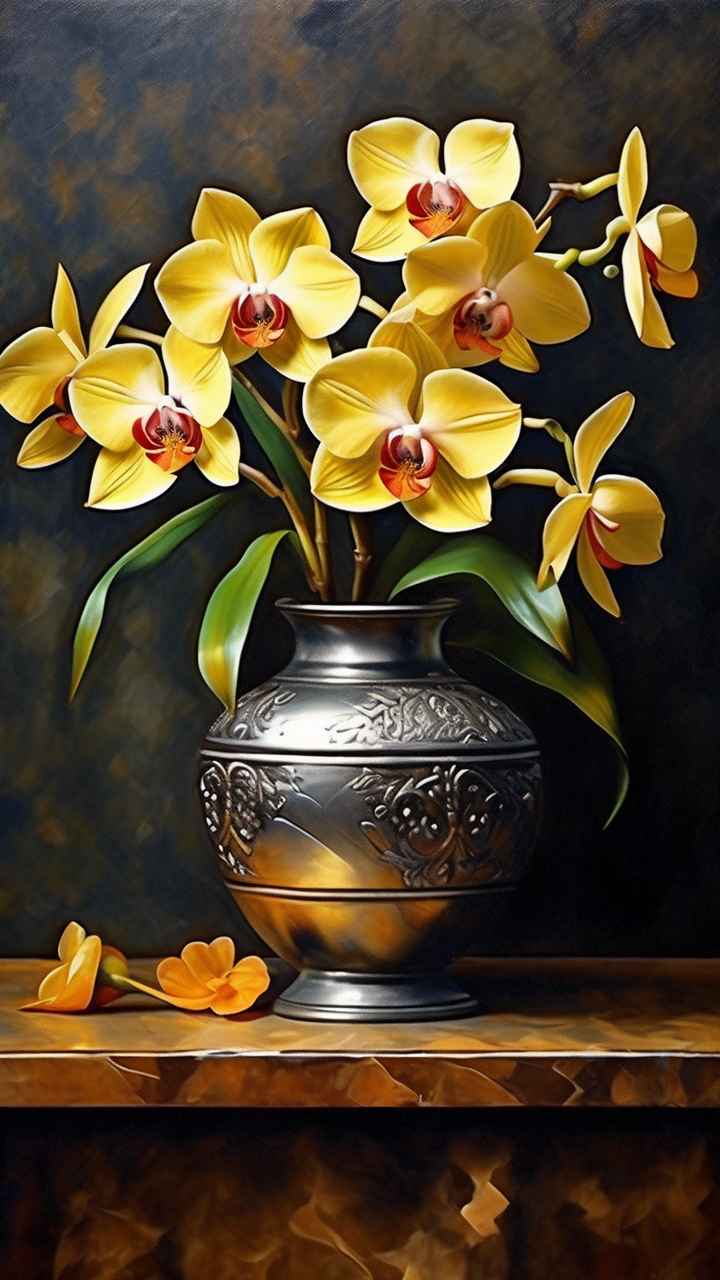 黄色兰花插画 18