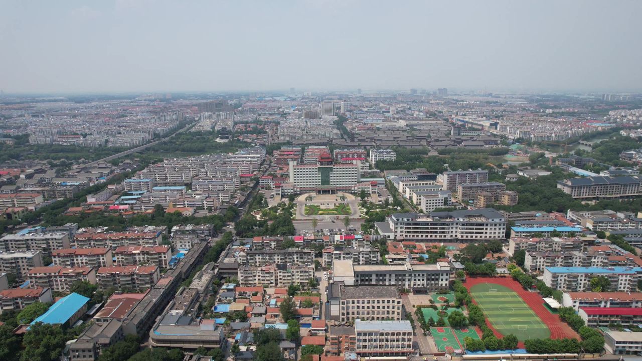 山东青州城市风光青州古城航拍 