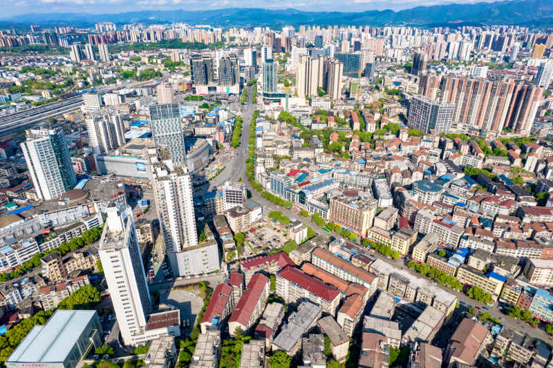 湖南湘西怀化城市风光航拍