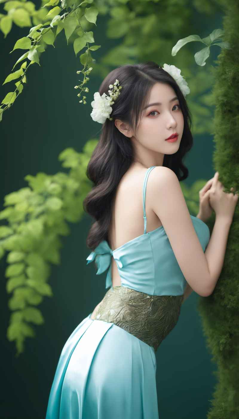 森林系白色连衣裙美女拍色 78
