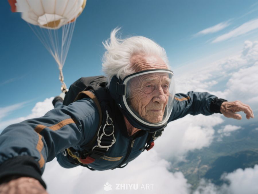 高龄老人高空跳伞，挑战极限 78
