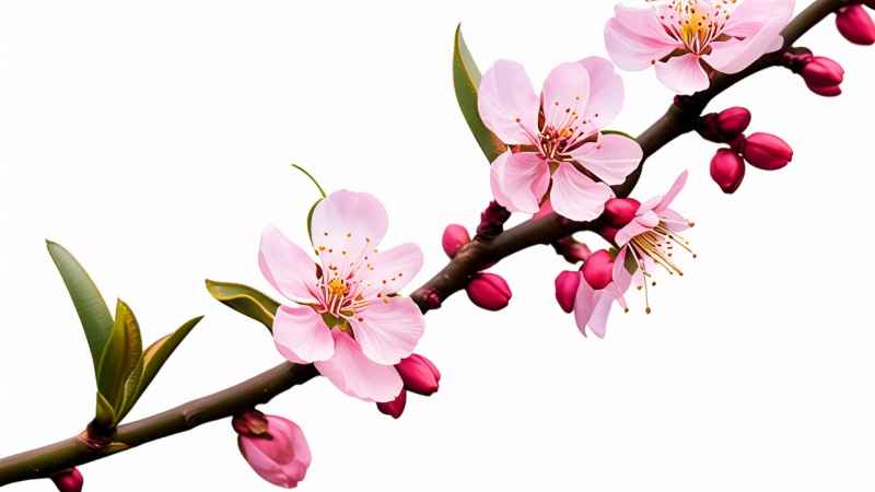 春季桃花元素插画 12