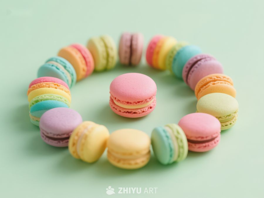 彩色马卡龙围成一圈