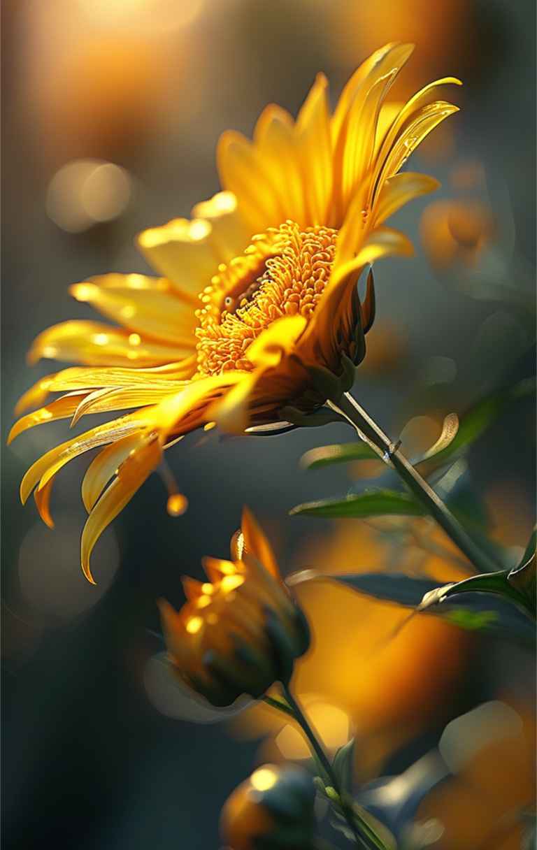 一朵黄色艺术花，花瓣如阳光般灿烂 1