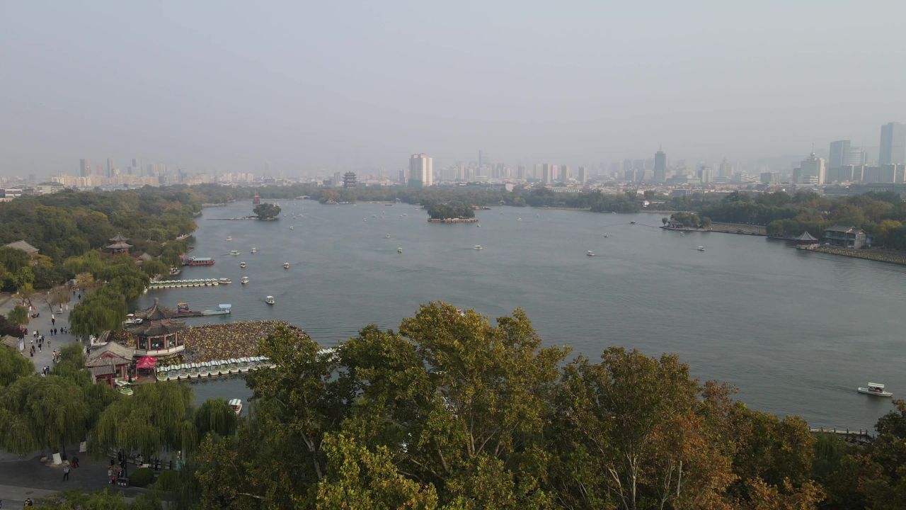 山东济南城市风光航拍 