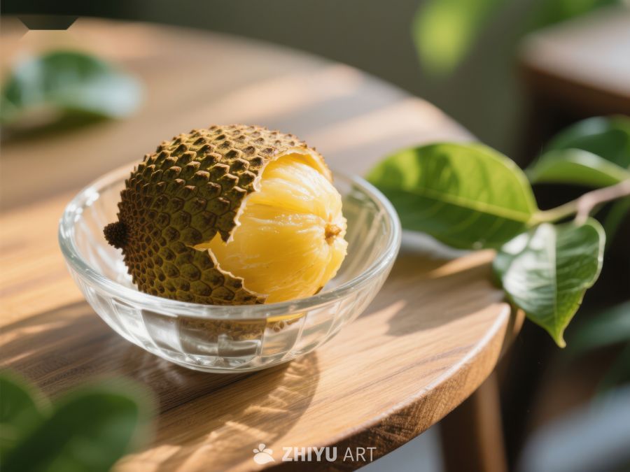 新鲜榴莲果肉置于透明碗中 626