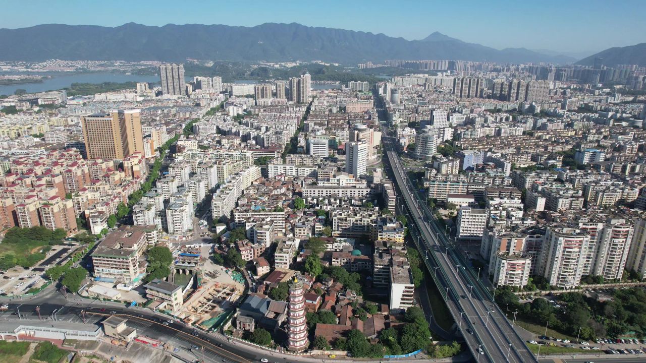 广东肇庆城市风光航拍 
