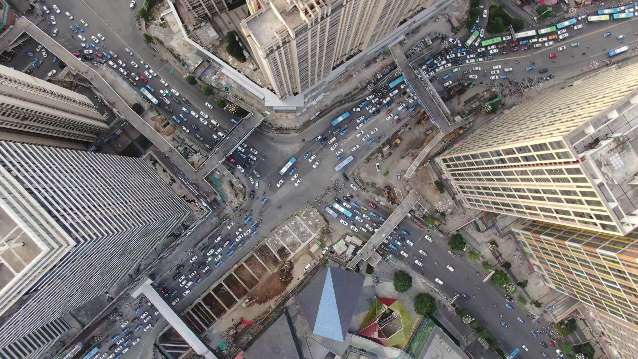 俯拍 贵阳 花果园 拥堵 交通 