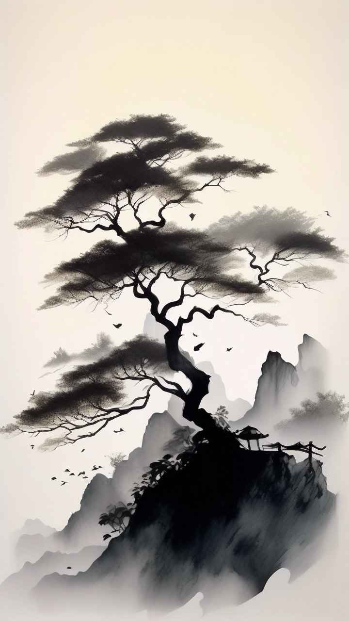 古风山水画唯美背景图 65