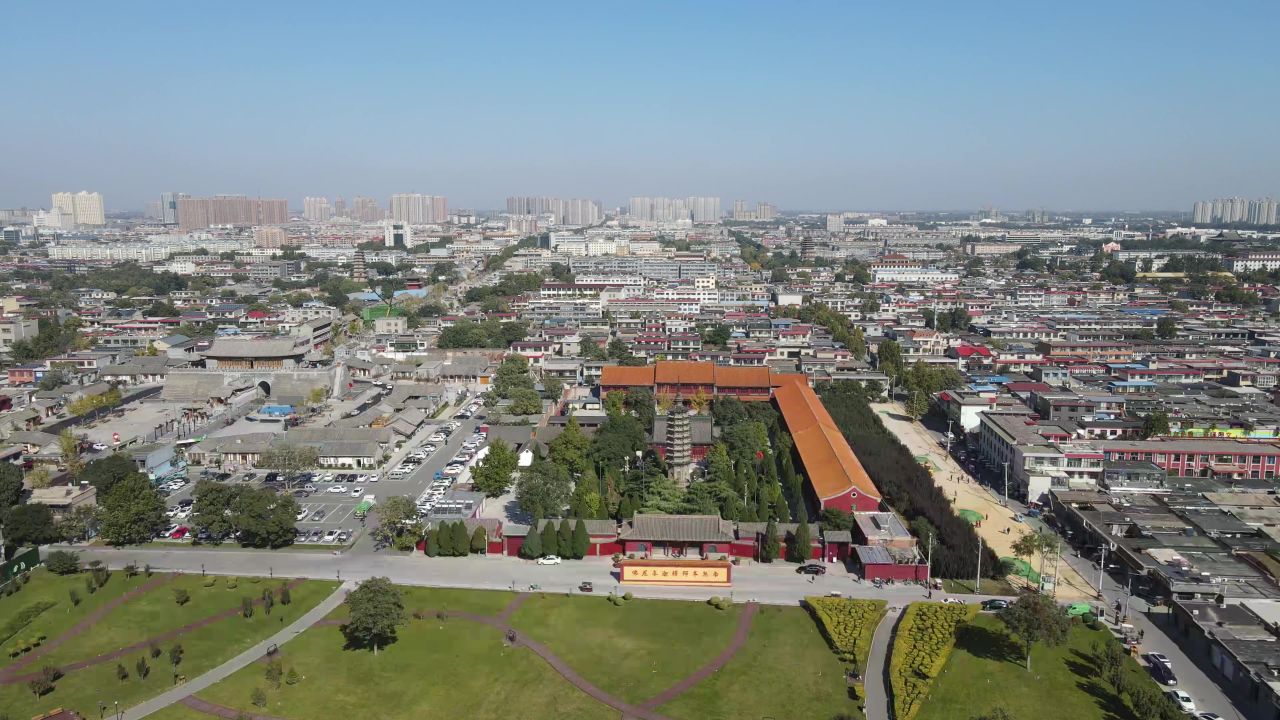 河北石家庄正定古城航拍