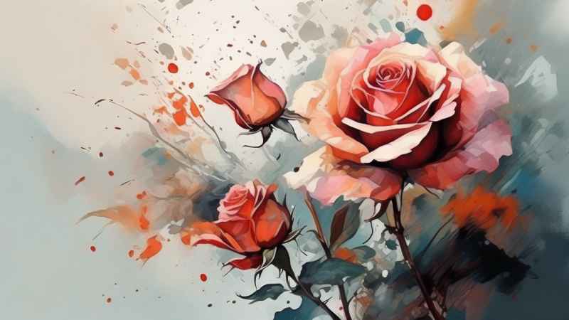 抽象花卉玫瑰插画 31