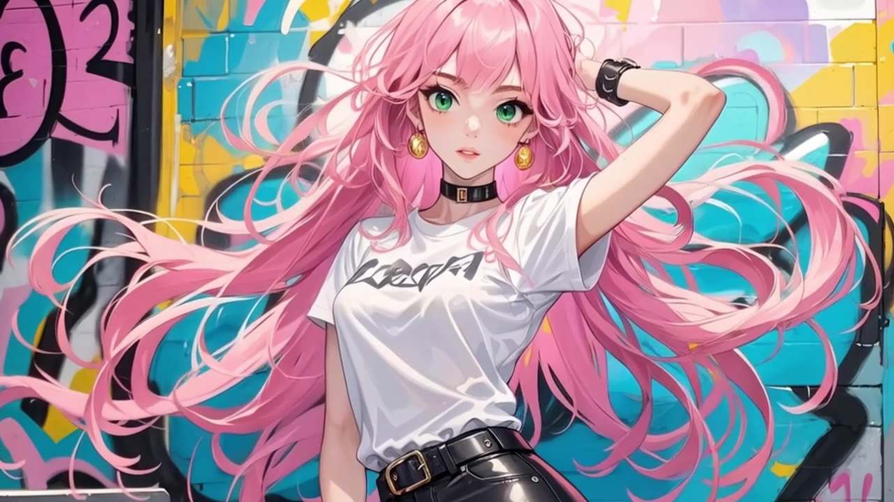 粉色美女
