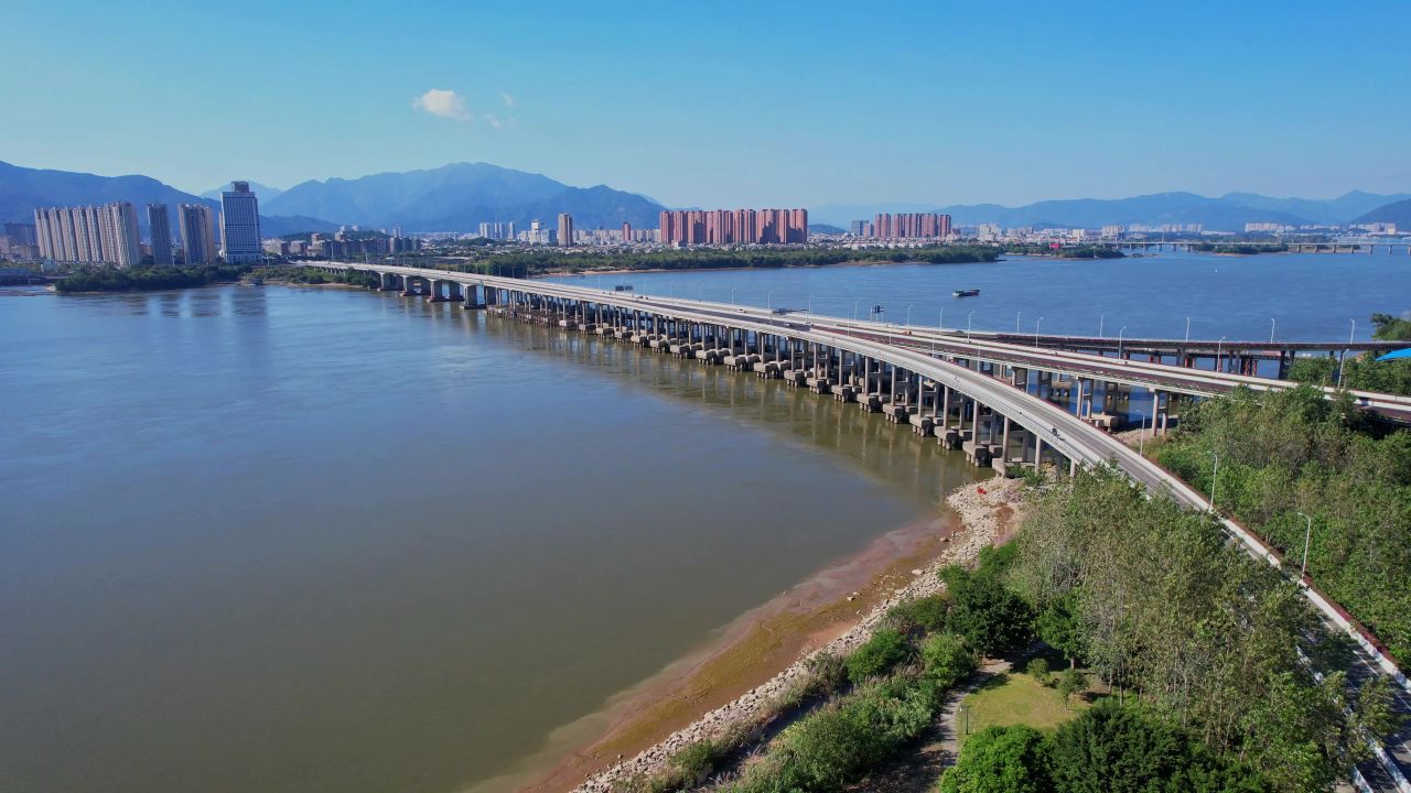 航拍福州橘园洲大桥景观 9