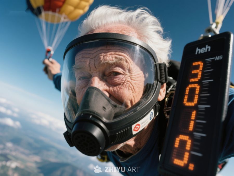 高空跳伞的老者 77