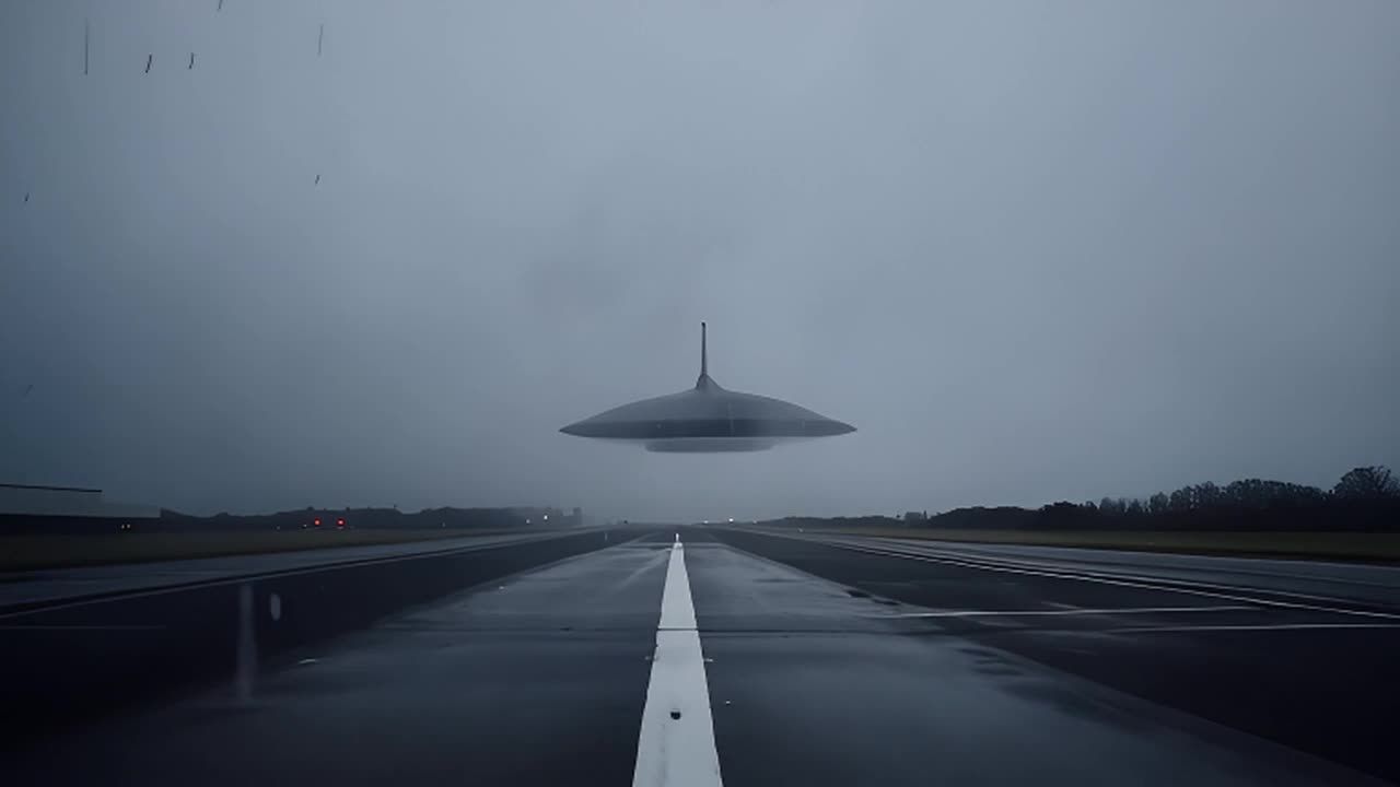 一个不明飞行物悬停在利兹布拉德福德机场一条阴暗多雨