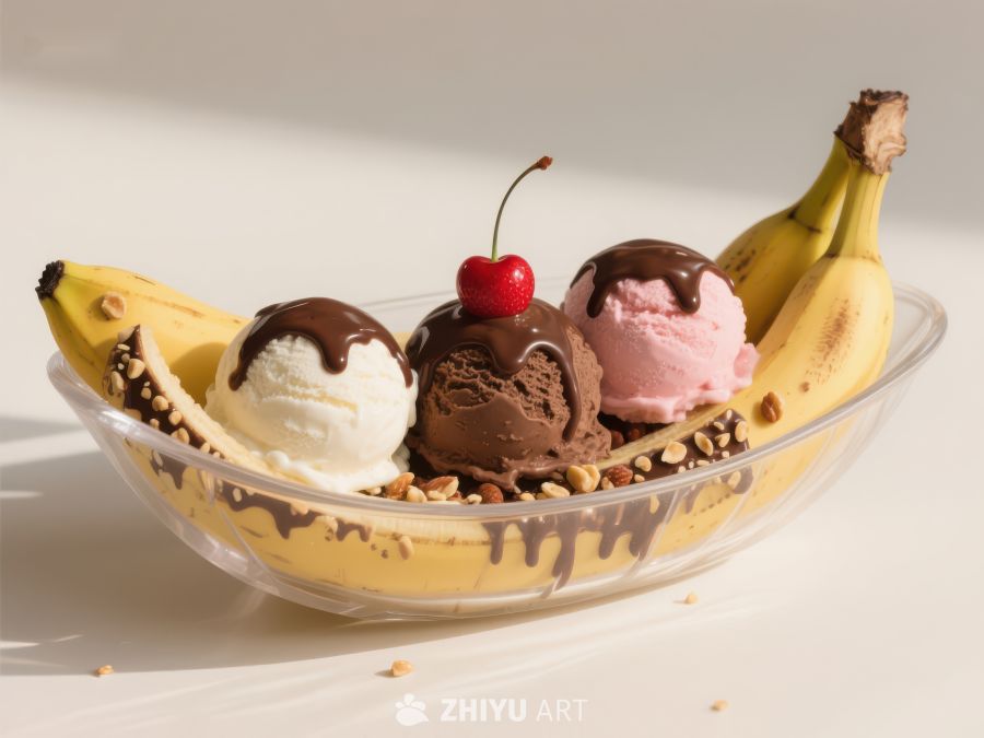 香蕉船冰淇淋配樱桃 623