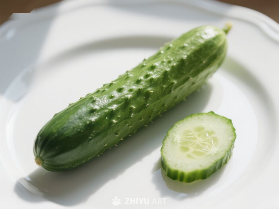新鲜黄瓜与切片展示 547