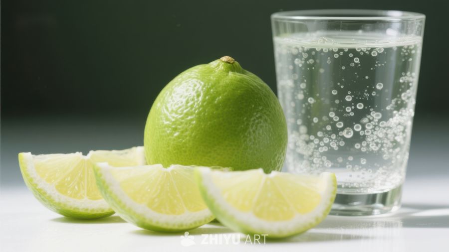 青柠切片与气泡水