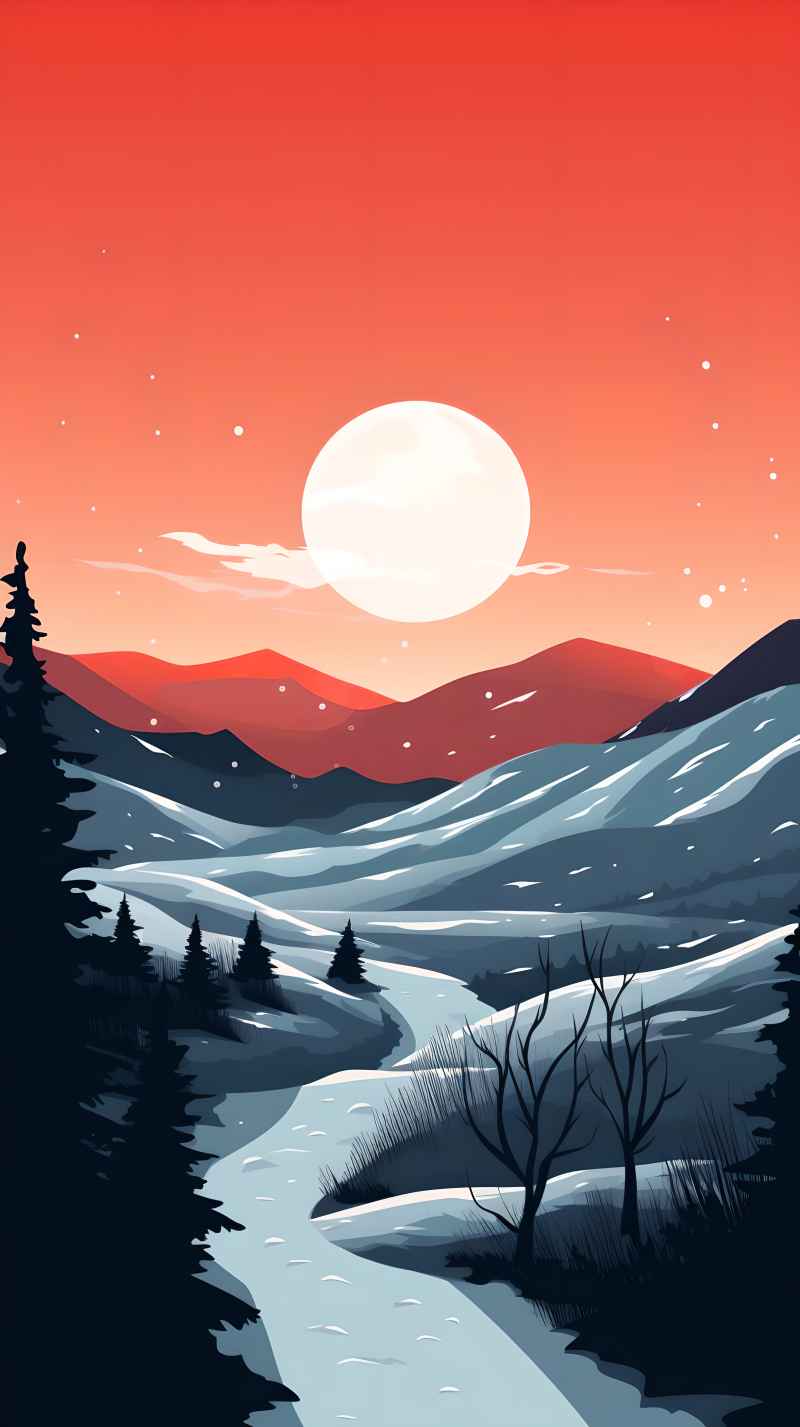 冬季唯美雪景创业插画 6