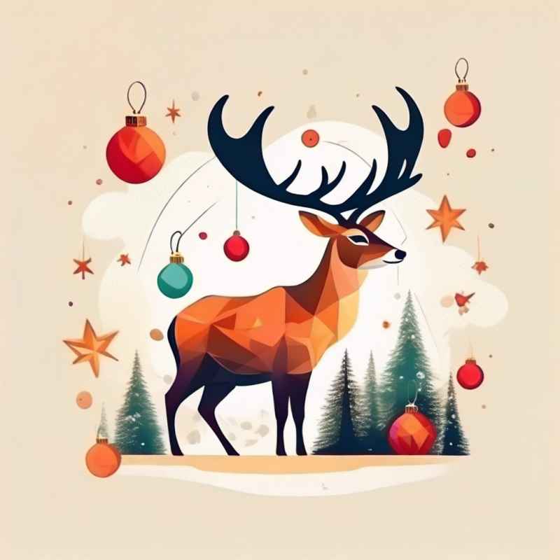 圣诞节麋鹿插画元素 1