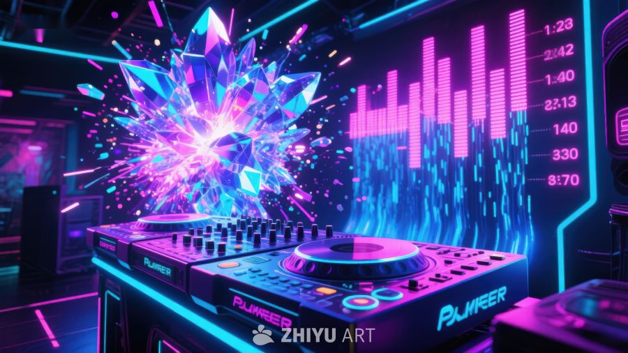 未来感DJ台与炫彩音波 603