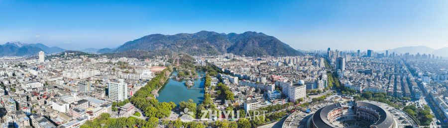 航拍浙江临海台州府城城区风光 50