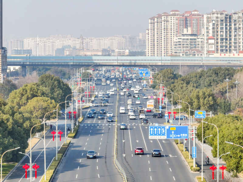 航拍昆山城镇道路风光新春氛围 40