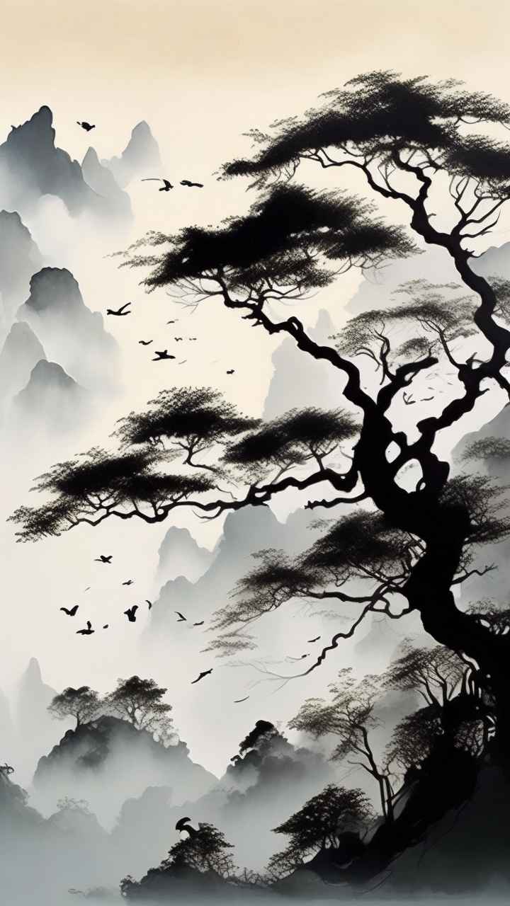 古风山水画唯美背景图 94