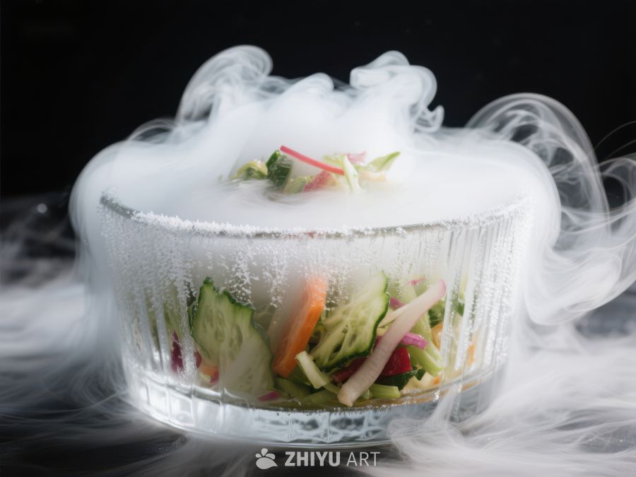 烟雾缭绕的玻璃碗蔬菜沙拉 1712