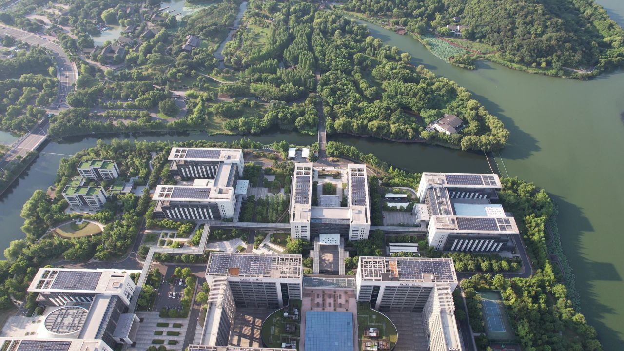 浙江绍兴城市风光航拍 
