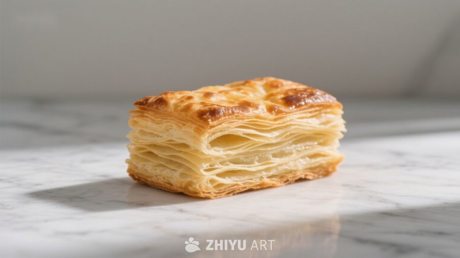 金黄酥皮糕点特写