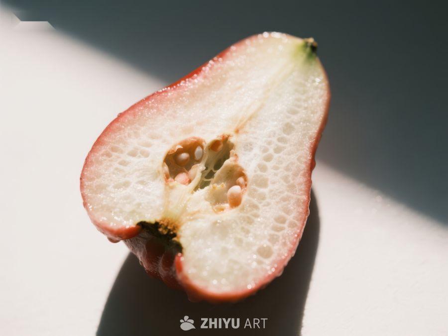 切开的红色果实内部结构 329