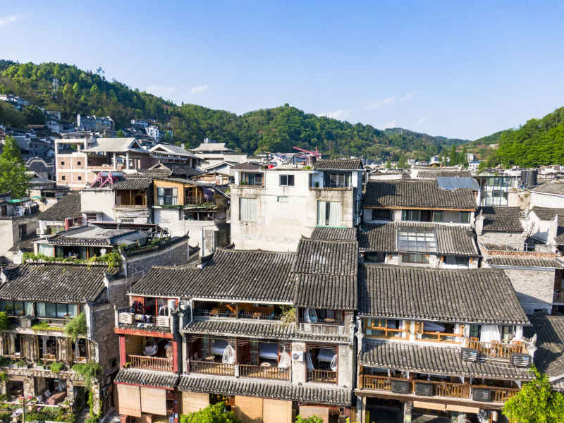 湖南湘西凤凰古城航拍