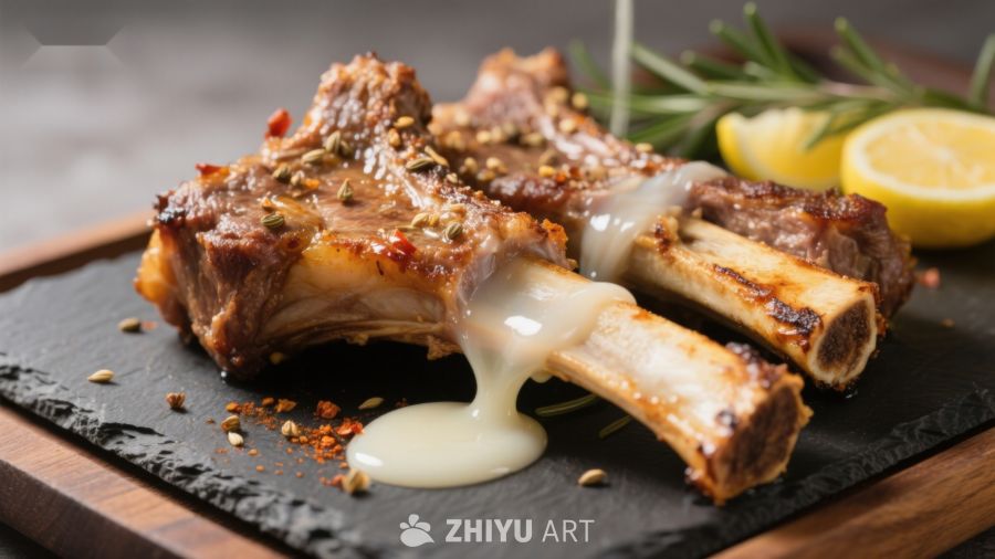 香煎羊排配柠檬酱