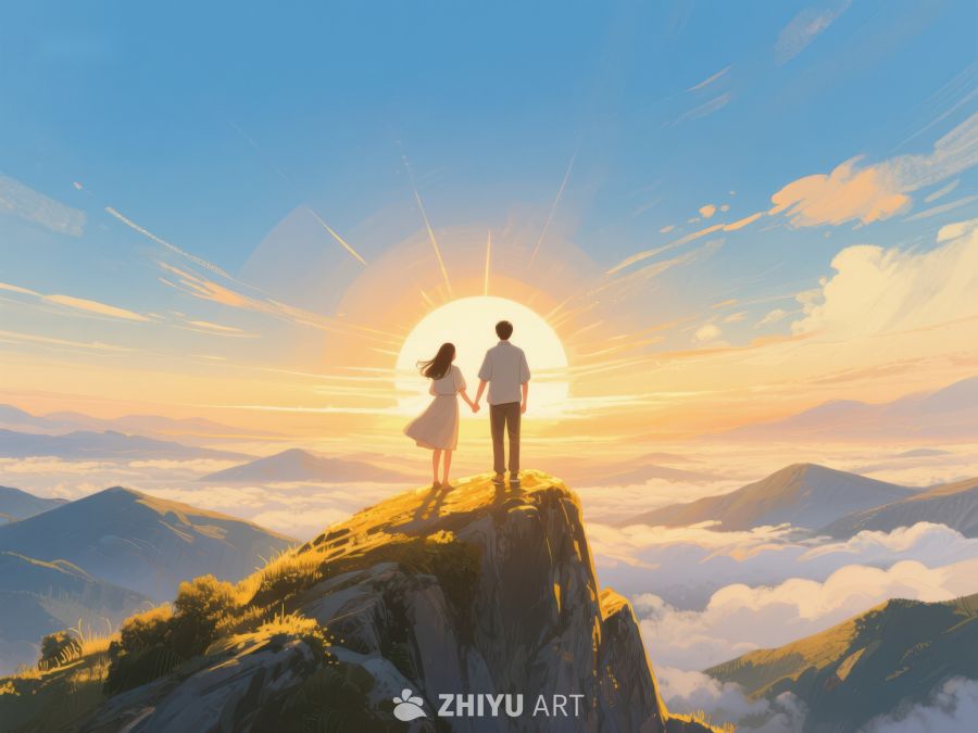 山顶牵手，共赏日出美景 630