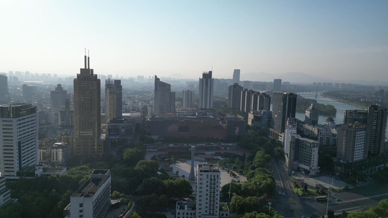 航拍金华江北商业中心