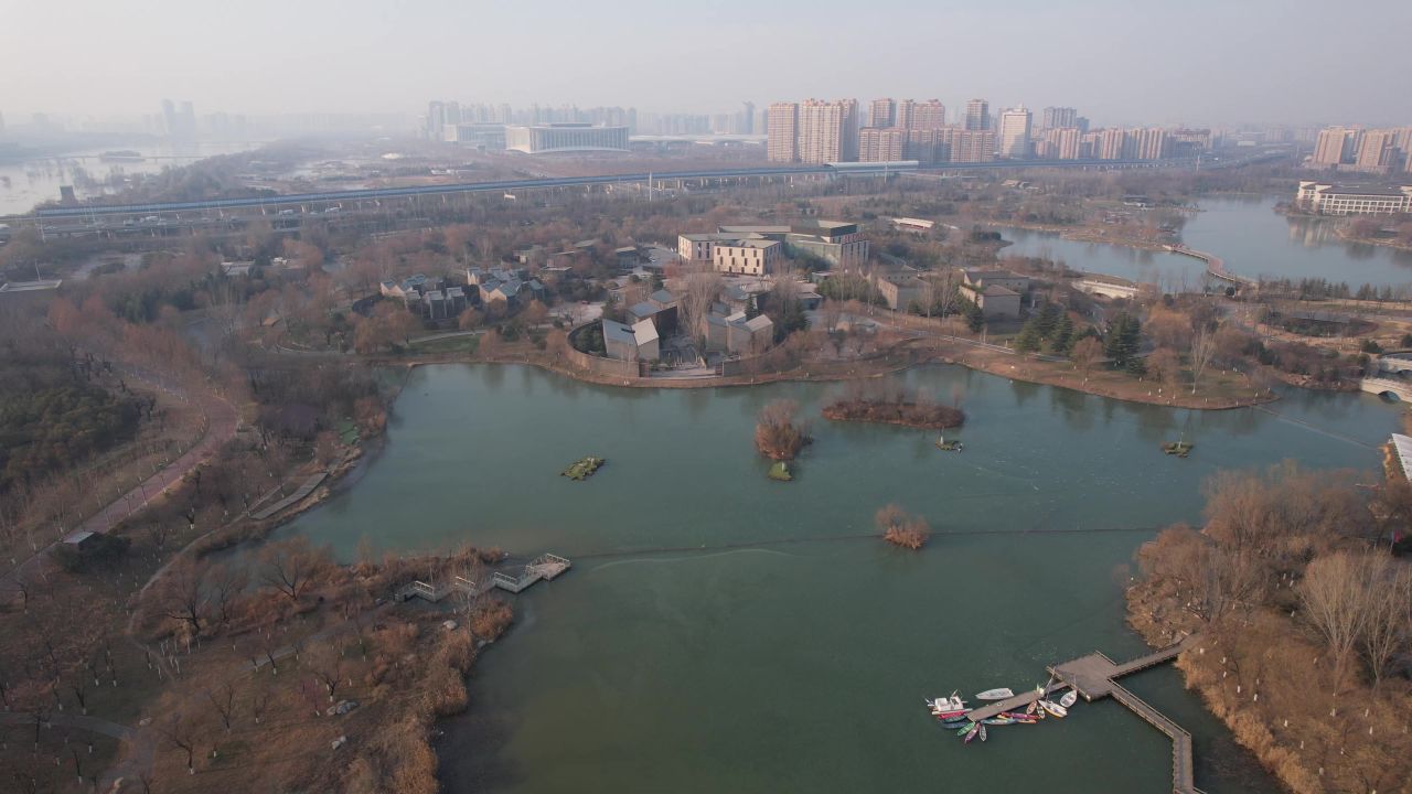 西安园博园旅游景区长安塔航拍