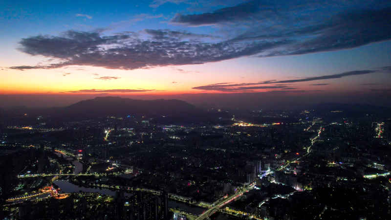 广东江门城市风光航拍图 