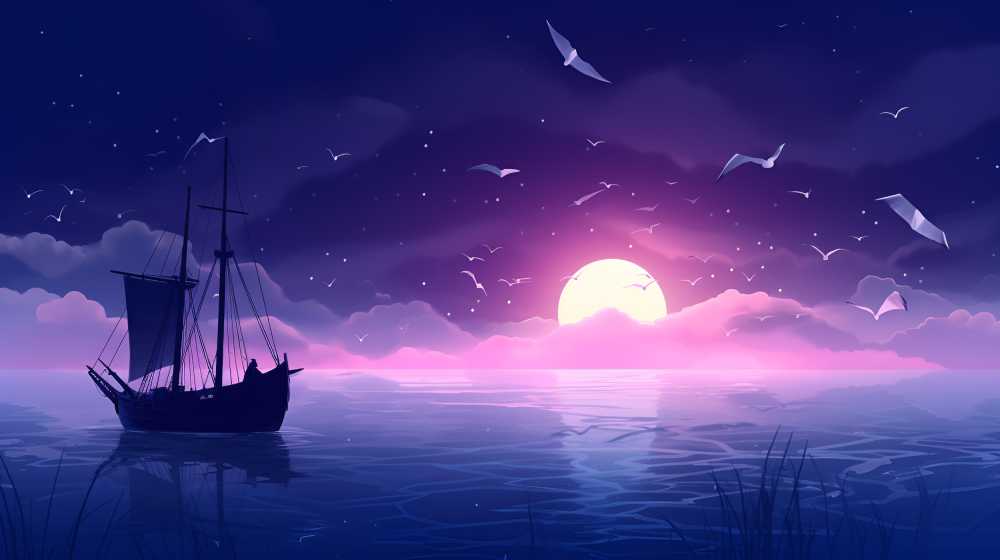 紫色夜景唯美月亮