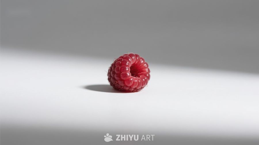 单一覆盆子静置于白色背景