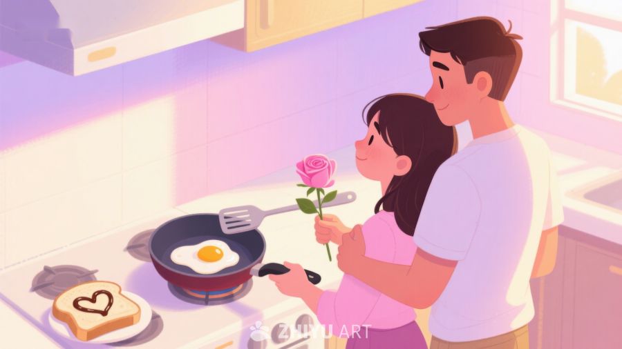 厨房温馨时刻：父女共煮早餐 35