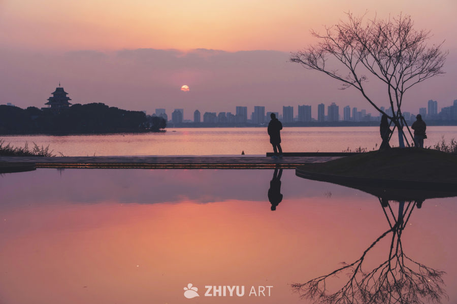 金鸡湖日落黄金时刻