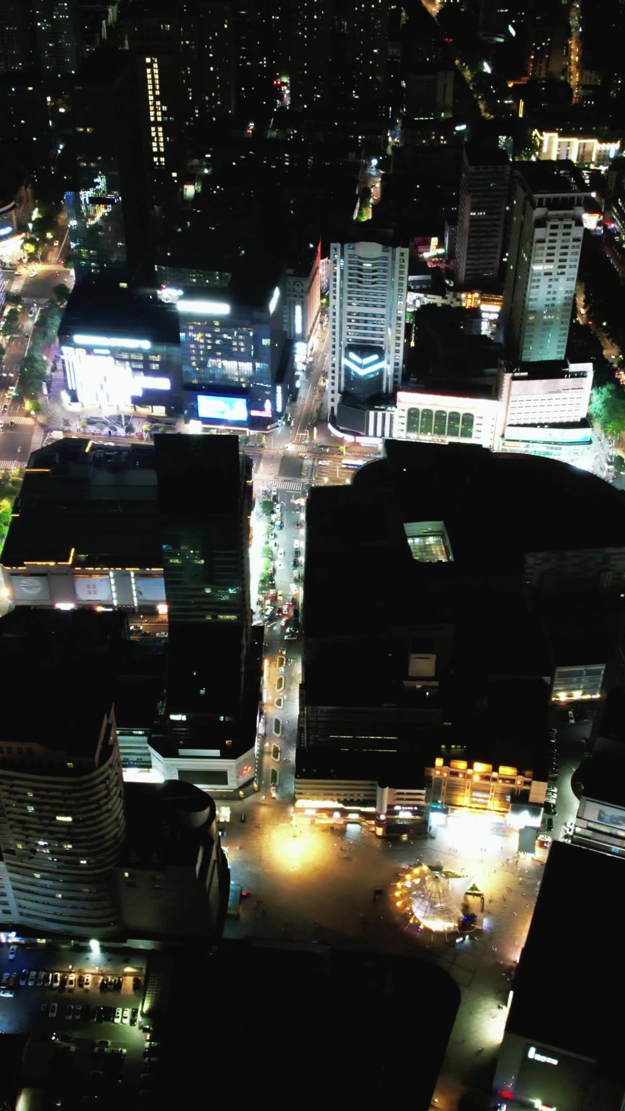 江苏南京城市夜景竖屏航拍 