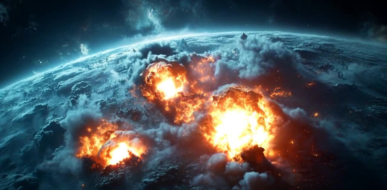 星球表面发生三处剧烈爆炸