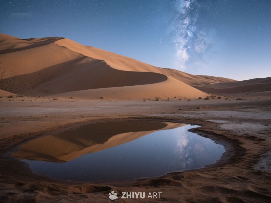 沙漠夜景：银河与水洼的倒影 94