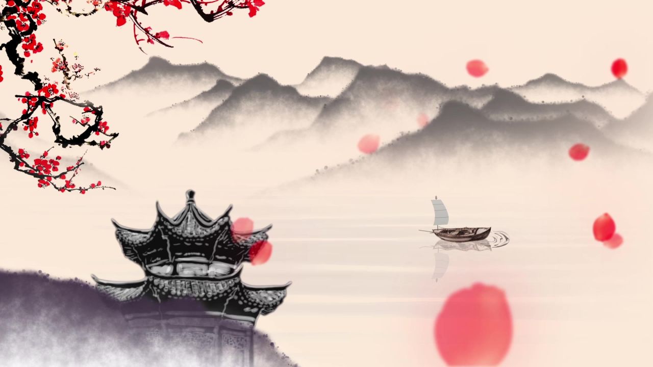 中国风水墨梅花古风戏曲晚会LED视频素材 30
