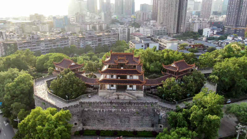 湖南长沙城市风光航拍摄影图 