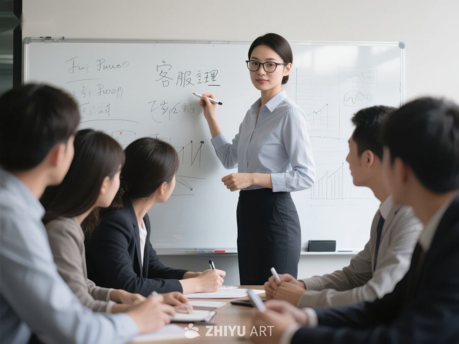 商务会议中女性讲解白板内容 297